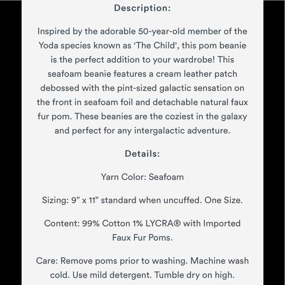 NWT Love Your Melon “The Child” Mandalorian adult beanie - Picture 6 of 8